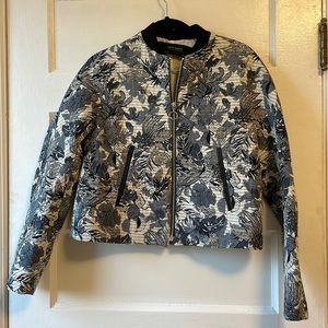 Blue print jacquard bomber jacket